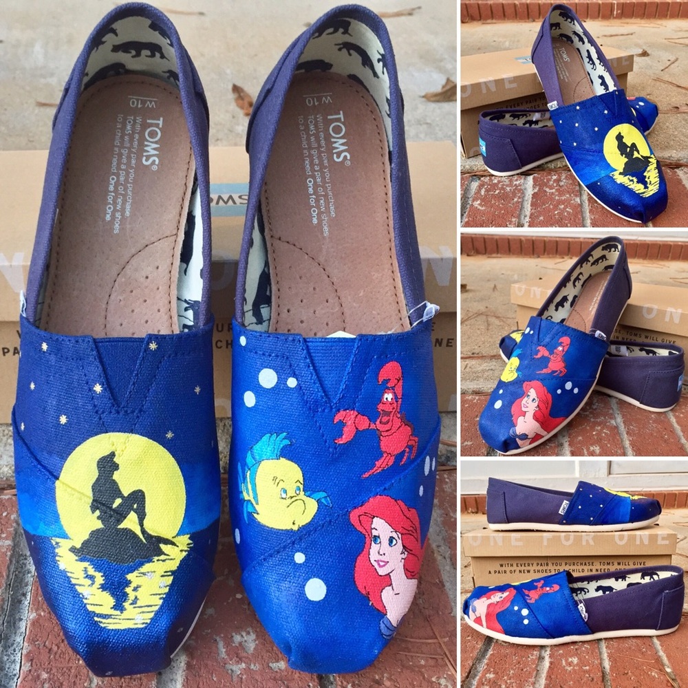 Little Mermaid custom hand painted TOMS
